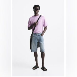 RIB COLLAR T-SHIRT PURPLE. SIZE XL